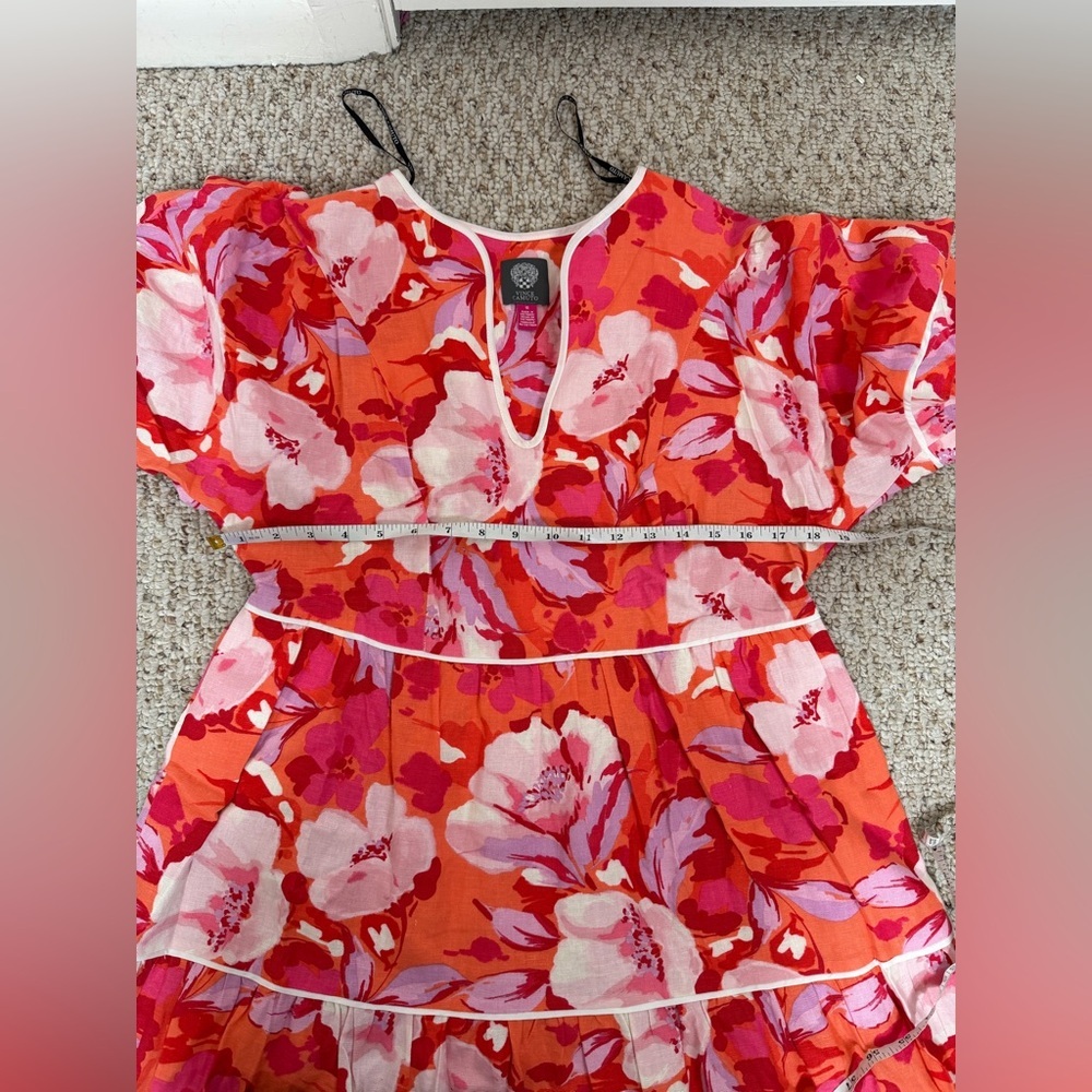 Vince Camuto floral Short Sleeve Linen Blend Dress size 10 - Picture 8 of 9